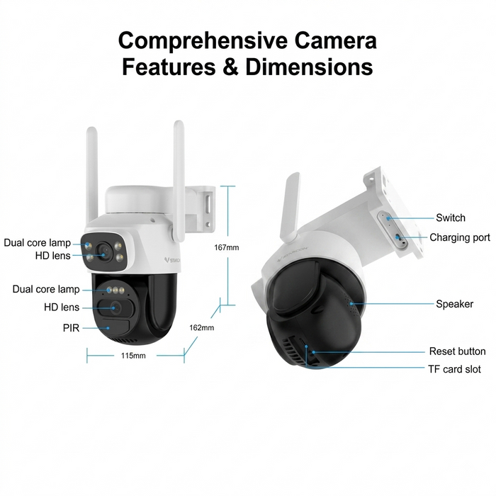 Dual Band WiFi Solar Security Camera with Dual Lens