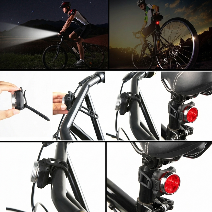 USB Rechargeable LED Bike Light Set