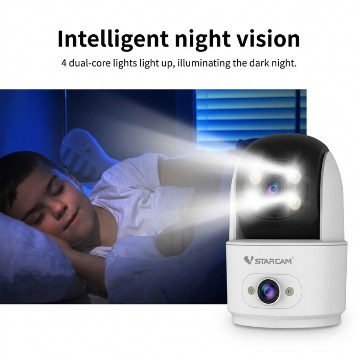 Dual Lens WiFi Security Camera with Night Vision