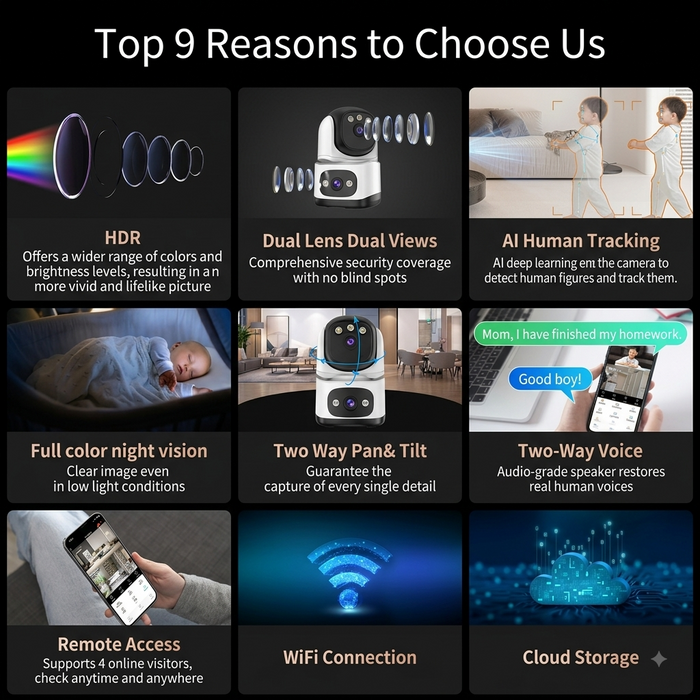 WiFi Dual Lens Security Camera with Colour Night Vision