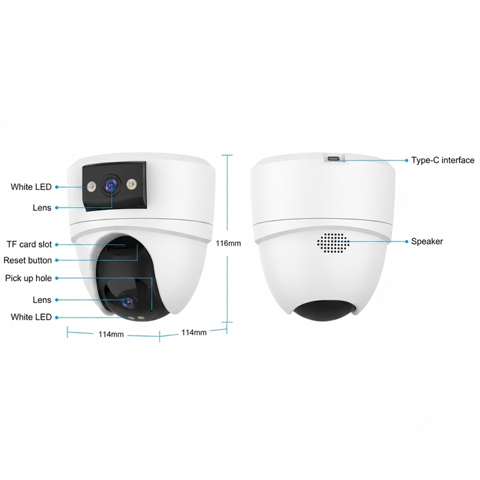 WiFi Dual-Lens Security Camera with Colour Night Vision