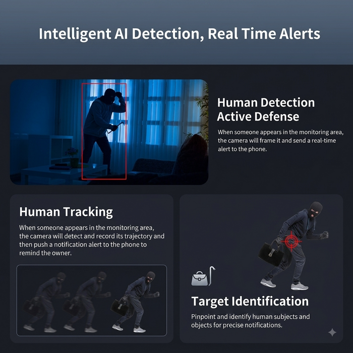 Dual Lens WiFi Security Camera with Night Vision