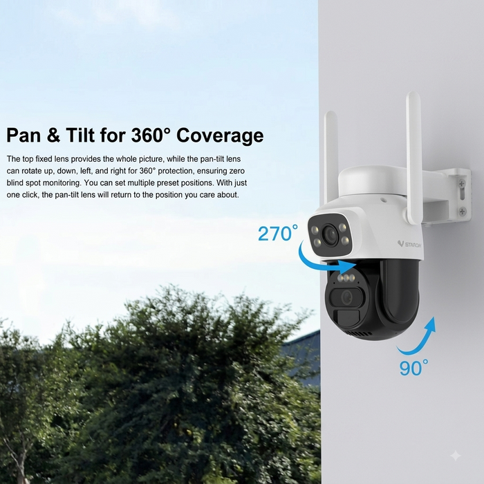 Dual Band WiFi Solar Security Camera with Dual Lens