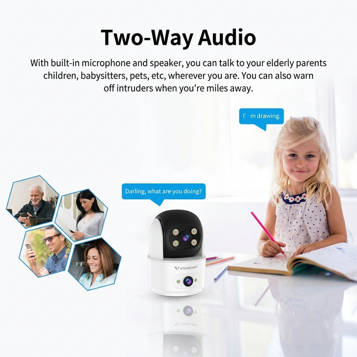 Dual Lens WiFi Security Camera with Night Vision