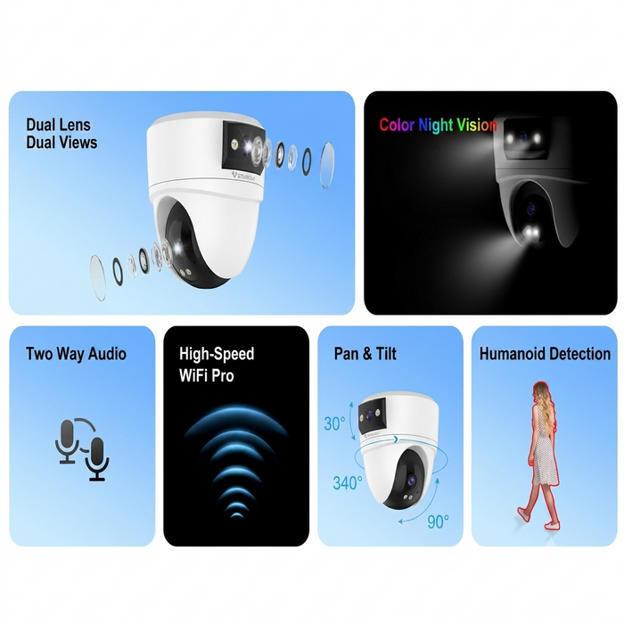 WiFi Dual-Lens Security Camera with Colour Night Vision