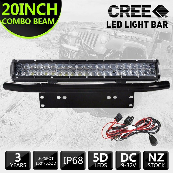 10D 20inch 126W CREE LED Light Bar Spot Flood Combo + 23inch Black Number Plate