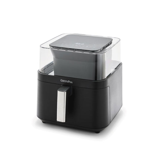 Black GreenPan air fryer on a white background