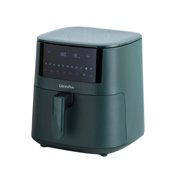  Pine Green air fryer with digital display on a white background