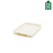 Rectangular baking tray with gold rim on a white background, featuring a PFAS-free label.