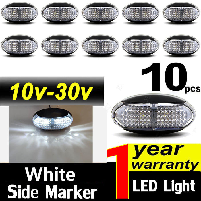 10 x Side Marker Lights White Trailer Truck