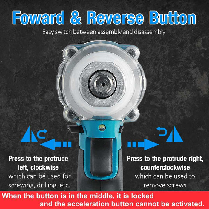 Electric Impact Wrench 1/2 Socket Cordless fit Makita 18V Battery