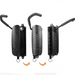 Three black wall-mounted hooks with visible screws on a white background