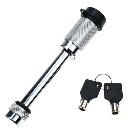 Metal lock with two keys on a white background