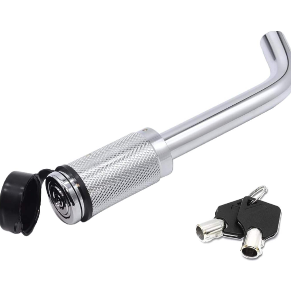 Metal lock with key on a white background