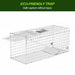 Metal trap with 'Eco-Friendly Trap' text and safe capture message on a white background