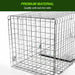 Metal wire cage with 'Premium Material' and 'Quality anti-rust iron wire' text on a green background