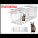 Raccoon trap with dimensions 79x28x33cm and a raccoon illustration on a white background.