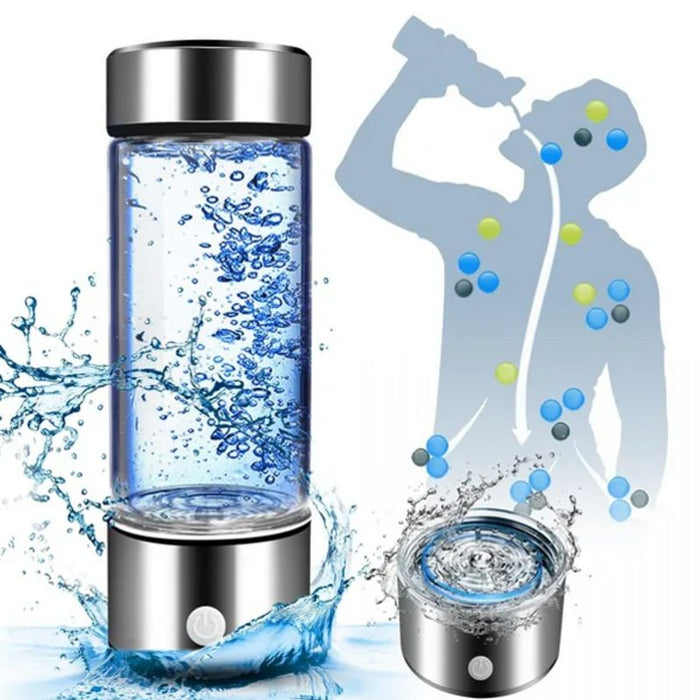 BPA-free water bottle with water droplet graphics on a white background