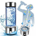 BPA-free water bottle with water droplet graphics on a white background
