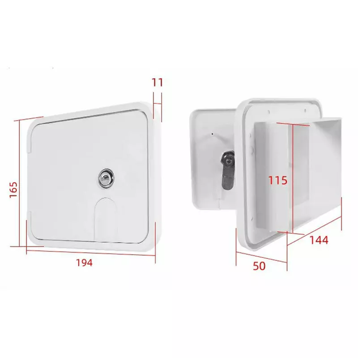 Caravan Utility Door Access Hatch Rectangle 194x165mm RV Motorhome Lock