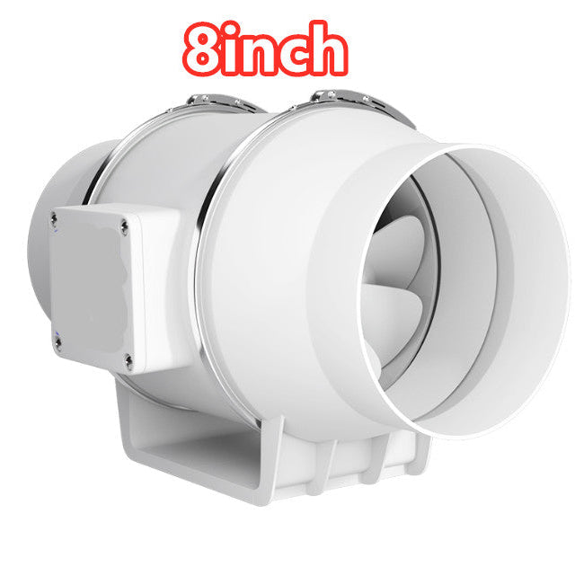 8-inch diameter duct fan on a white background with '8inch' text in red.