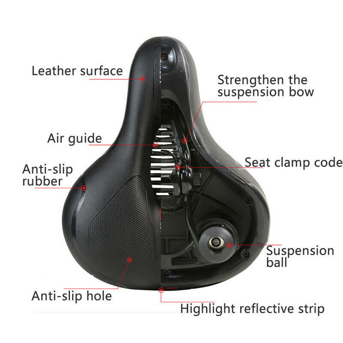 Big Wide Bum Bike Seat Bicycle Saddle Sporty Gel Cruiser Extra Comfort Soft Pad