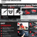 Advertisement for a new upgraded adapter jump starter with features and usage instructions.