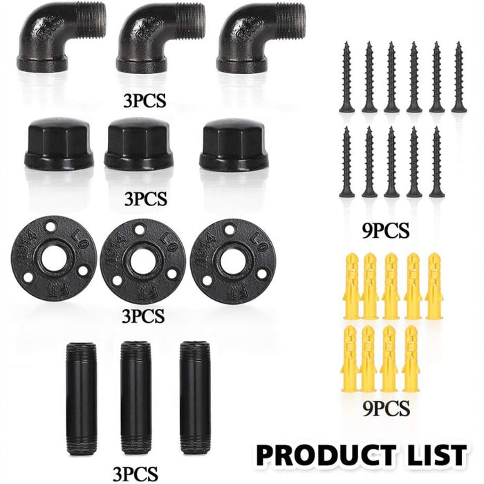 Industrial Pipe Towel Hooks-3 Pcs