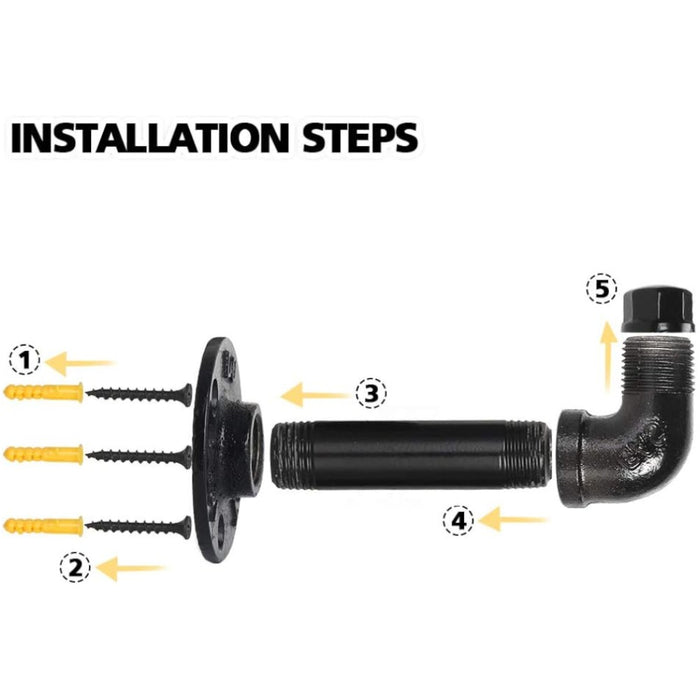 Industrial Pipe Towel Hooks-3 Pcs