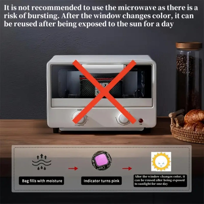 Reusable Dehumidifier Bags with Humidity Indicator Moisture Absorber- 2 Pack