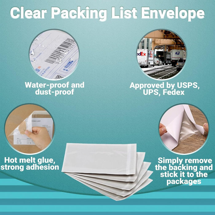 Self-adhesive Packing List Envelopes 8 × 12 cm -200 pcs