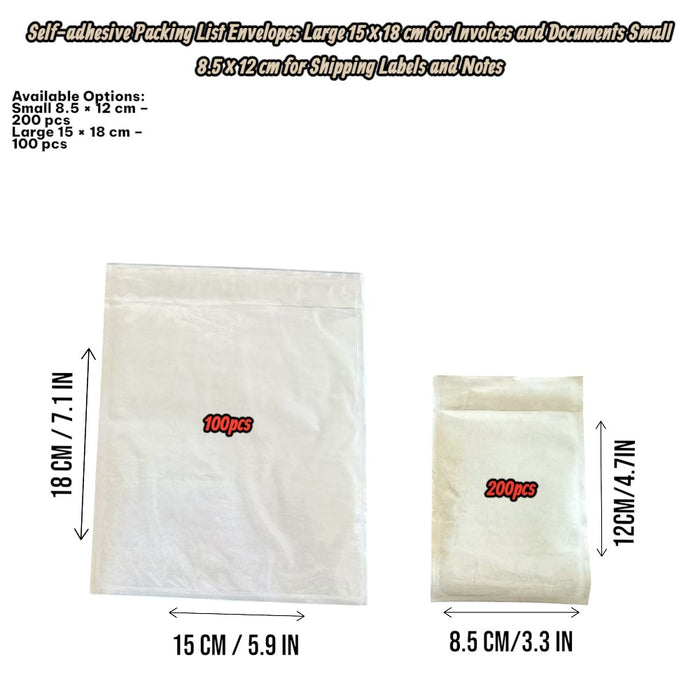 Self-adhesive Packing List Envelopes 15×18cm -100 pcs