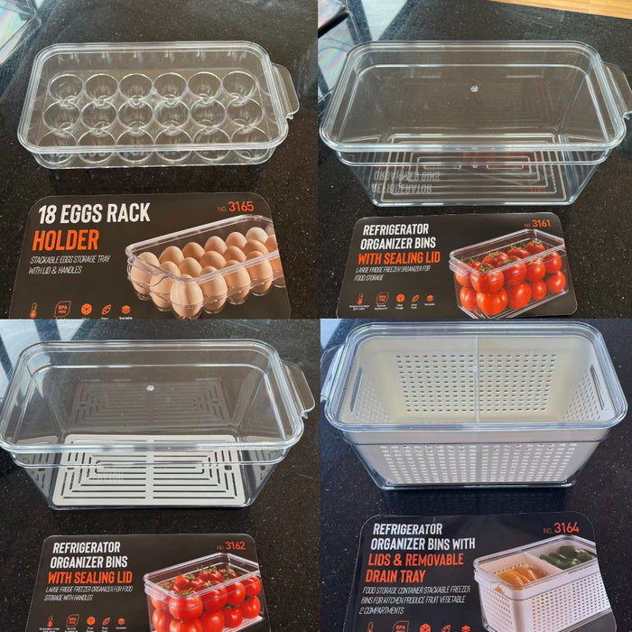 Refrigerator Organizer Bins with Lids-4Pack