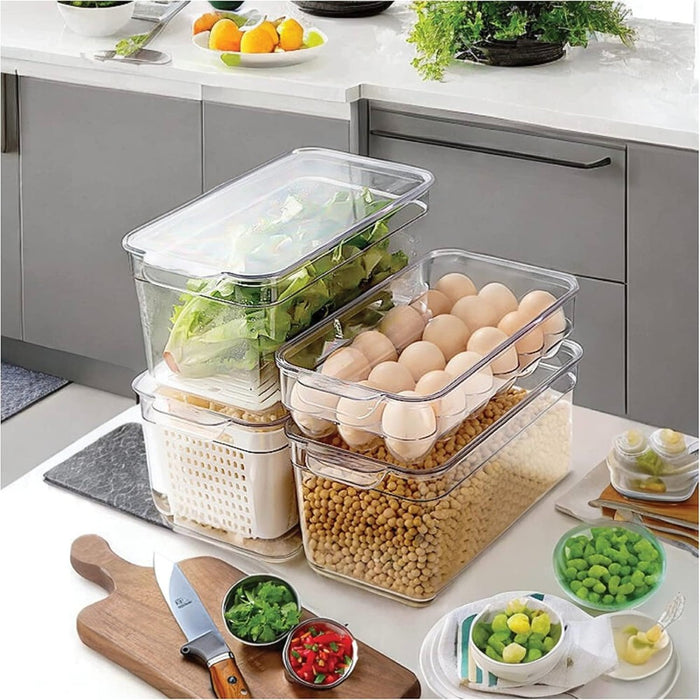 Refrigerator Organizer Bins with Lids-4Pack