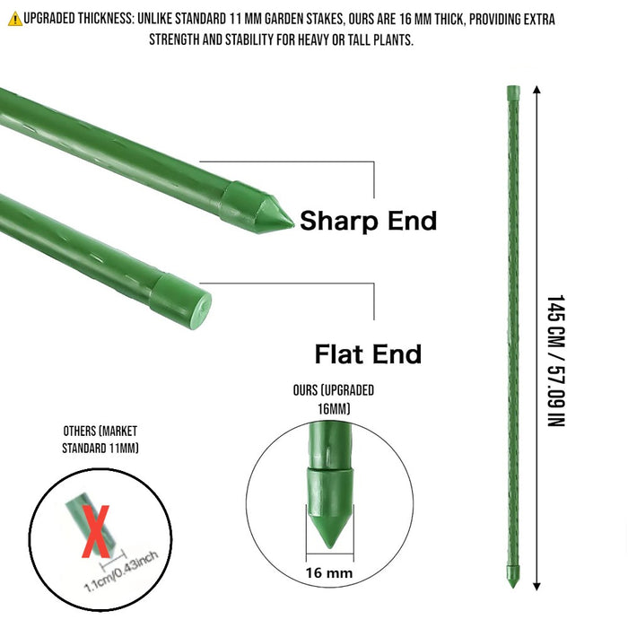 Plastic Coated Metal Garden Stakes- 10pcs