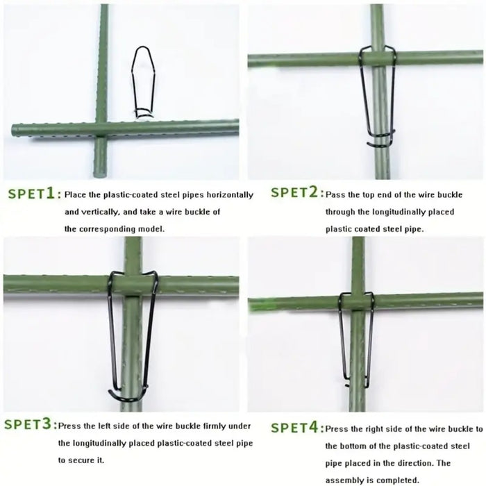 16mm Steel Wire Garden Stakes Plant Support Clips-50pcs