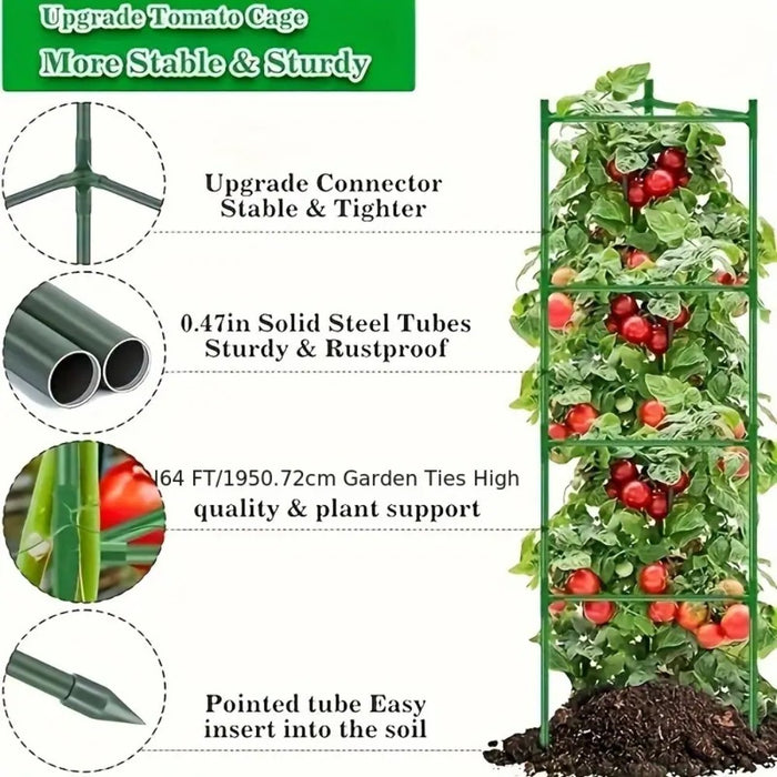 16MM Garden Tomato Cage Garden Plant Stakes-3Pack