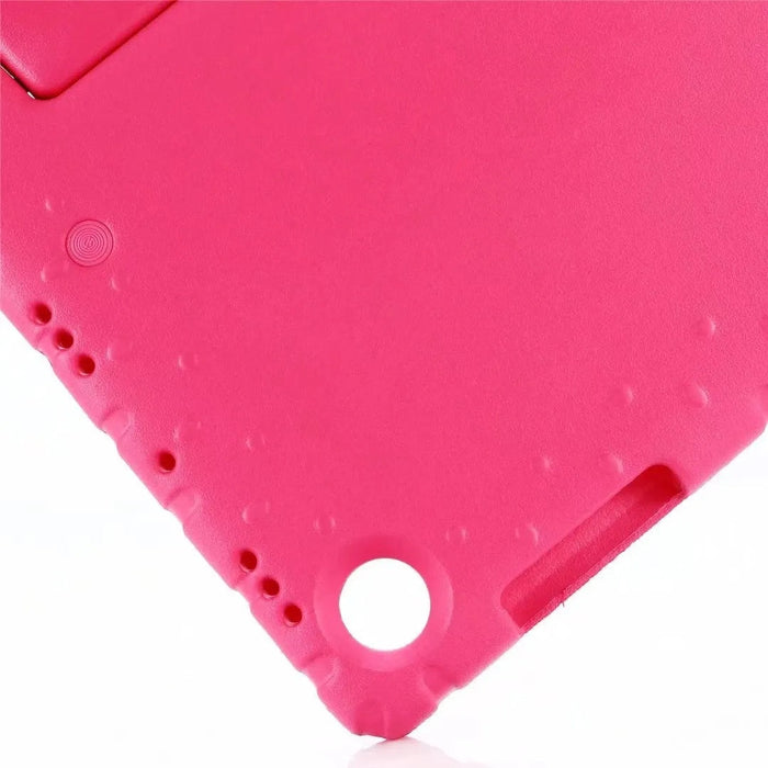 Close-up of a pink tablet case with a white background