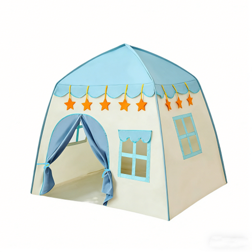 Children's play tent with star decorations on a white background
