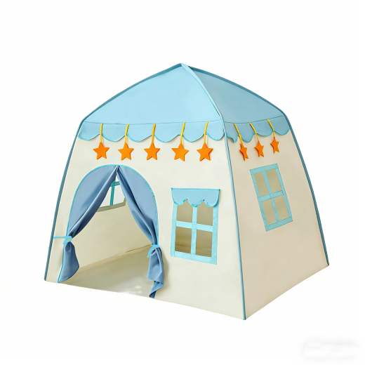Children's play tent with star decorations on a white background