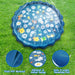 Children's inflatable water play mat with sprinklers on grass, featuring thick PCV material, alphabet & animal design, and safe & lovely swimming pool.