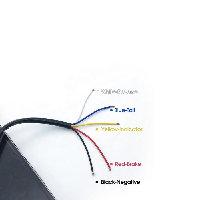 Wiring diagram with colored wires labeled on a white background