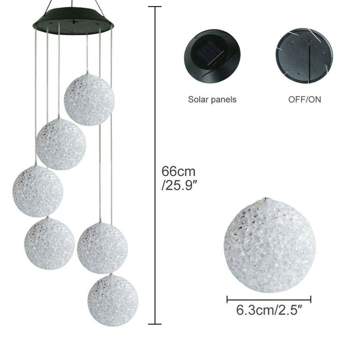 Hanging Wind Chimes Solar Powered LED Light Colour Changing Garden Outdoor Decor