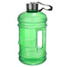Green water bottle with a handle on a white background