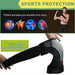 Shoulder brace with text on sports protection and injury prevention.