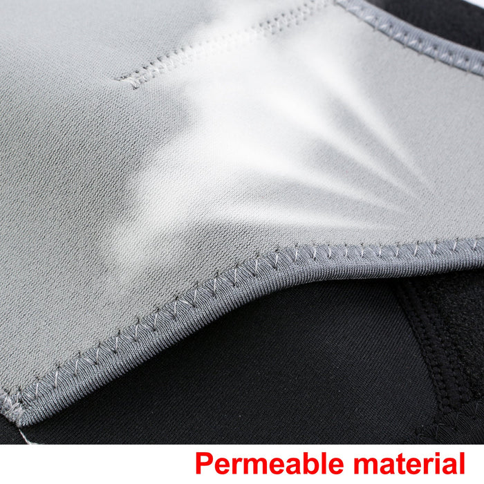 Close-up of a gray permeable material with stitching details on a black background
