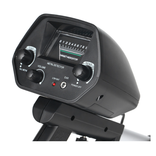 Metal detector with control panel on a white background