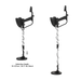 Two metal detectors on a white background with text indicating deflection depth.