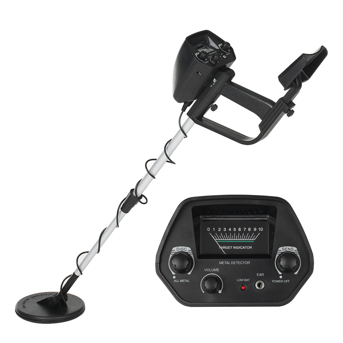 Metal detector with control panel on a white background