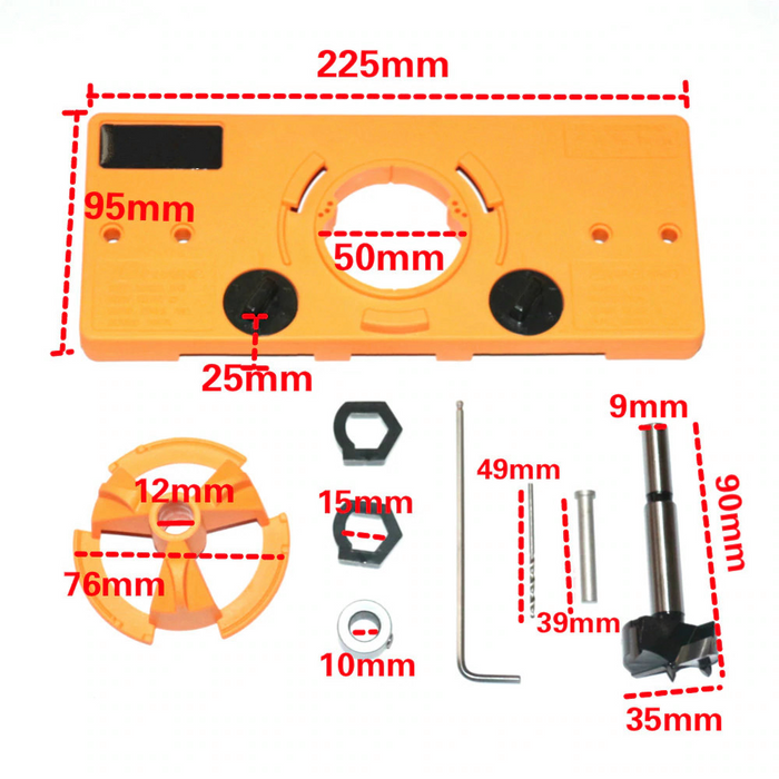 Concealed 35mm Cup Style Hinge Jig Boring Hole Drill Guide with Drill Bit Wood